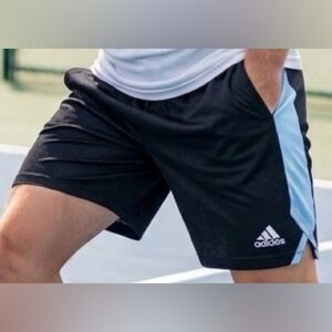 Adidas Black Shorts with Light Blue Side Panel